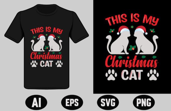Christmas Cat T-Shirt Designs for Festive Graphics