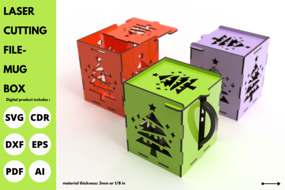 Christmas Tree Sublimation Mug Box: A Laser Cutting Winter Amp Asset
