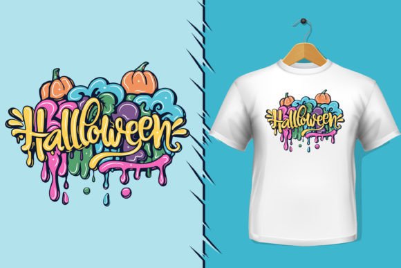 Halloween Graffiti Lettering Typography Graphics & T-Shirt Designs