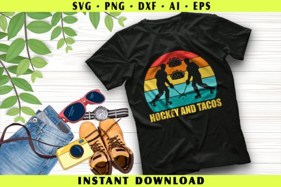 Hockey and Tacos: A Versatile Graphic for T-Shirt Designs