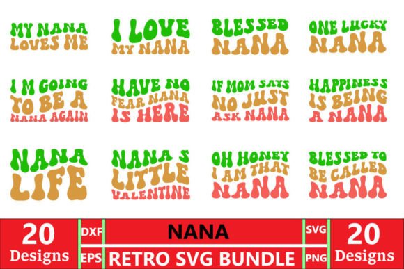 Nana Retro T-Shirt Designs: Graphics Asset Review