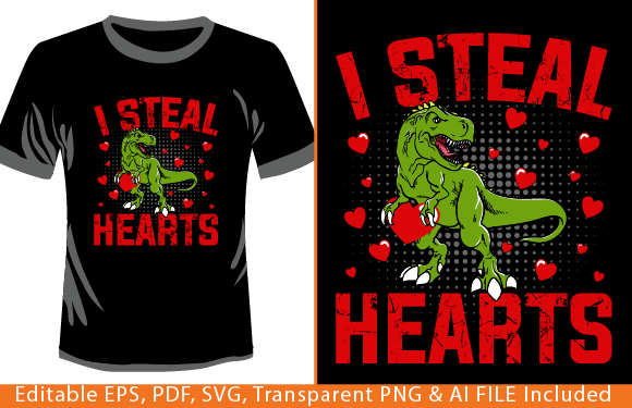 Valentines Day Dinosaur: A Charming Embroidery Design